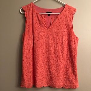 Pink Eyelet top with Scallop Hems